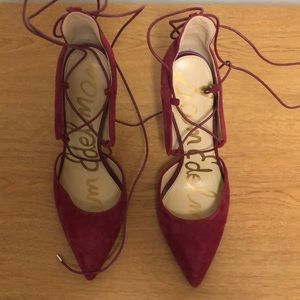 Sam Edelman red lace up heels